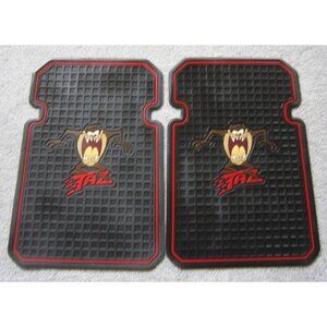 Vintage 1992 Plasticolor Looney Tunes Taz Tazmanian Devil Car Floor Black Mats